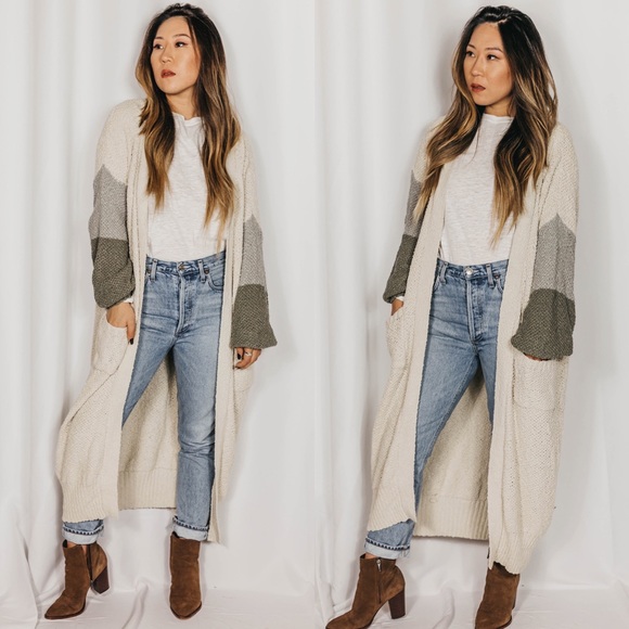 NEW// Cotton Pocketed Maxi Colorblock Duster - Picture 1 of 7